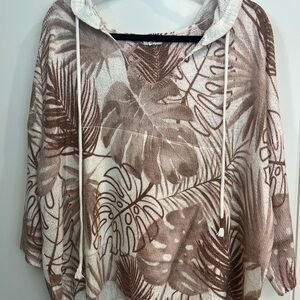 POL Leaf Print Hooded Sweater